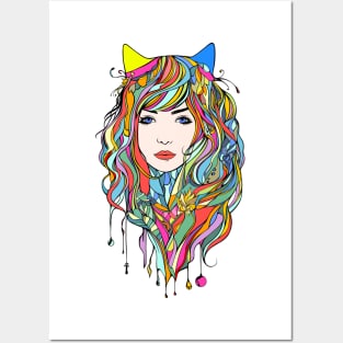 colorful girl Posters and Art